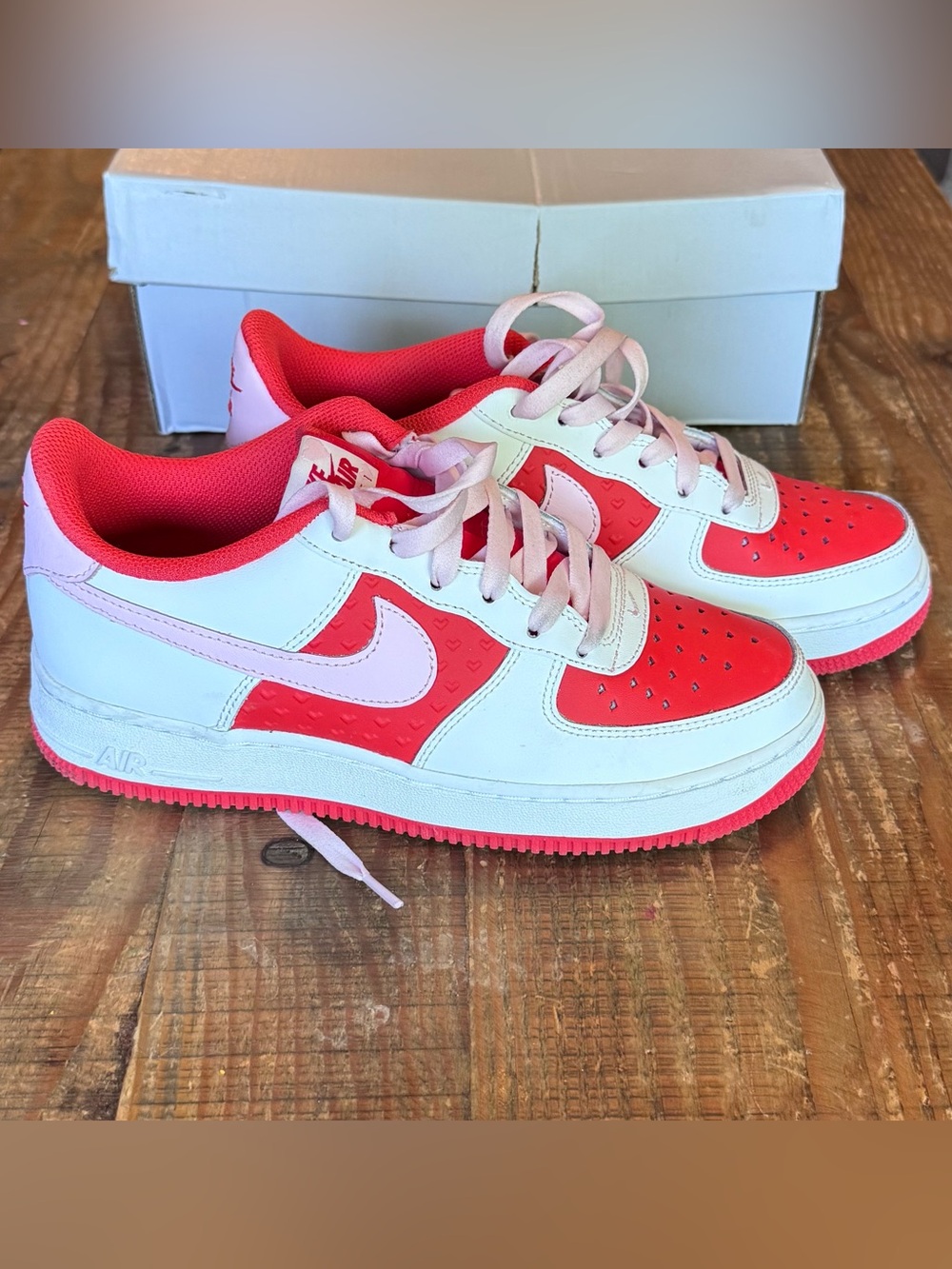 Nike Air Force 1 Sneakers in Red, White and Light Pink